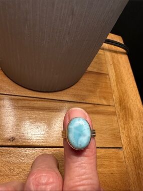 Sterling Silver Larimar Statement Ring - Blue